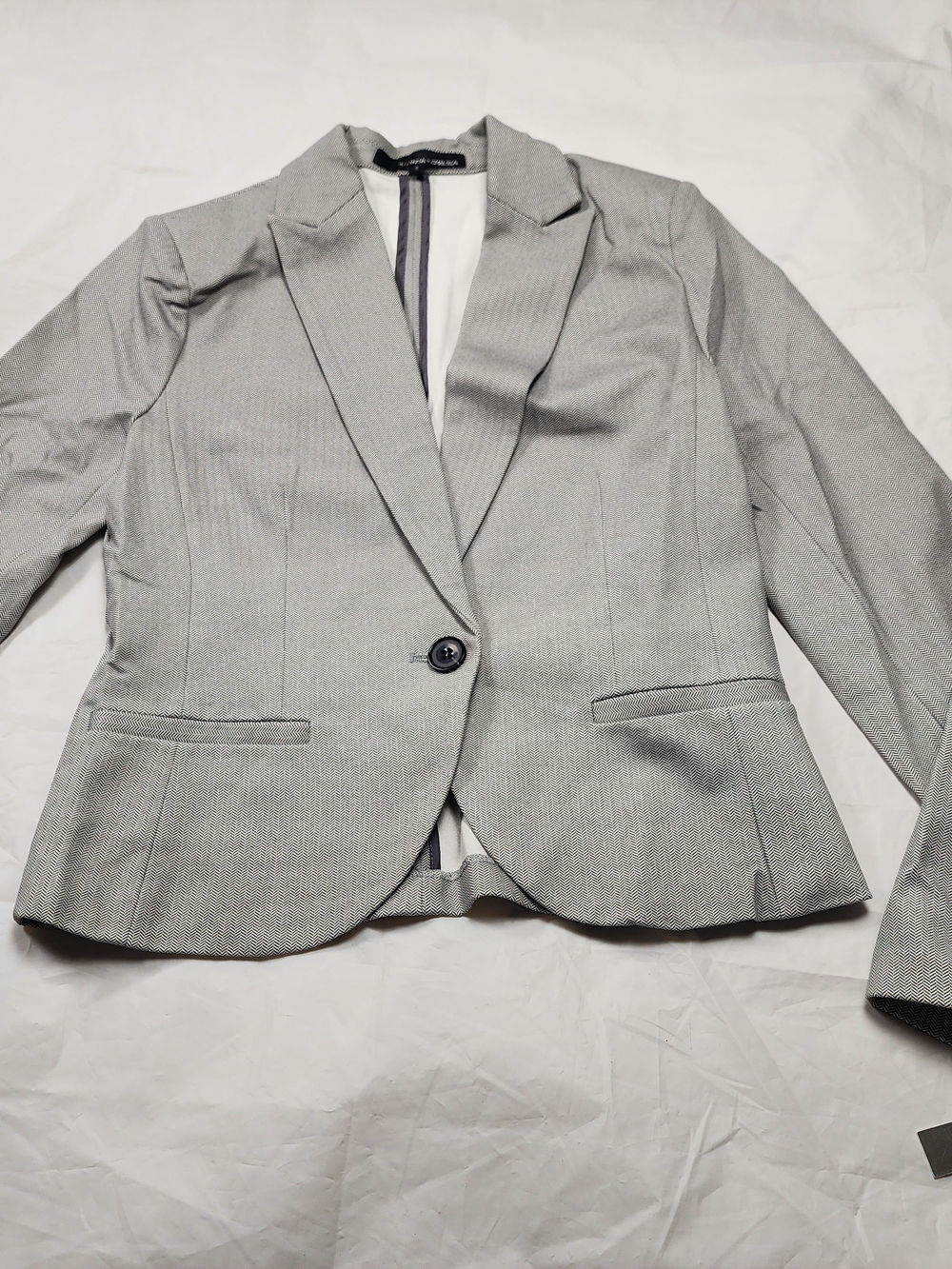Amanda + Chelsea Single-Button Stretch Blazer Gray/ Ivory Size Small New!!..
